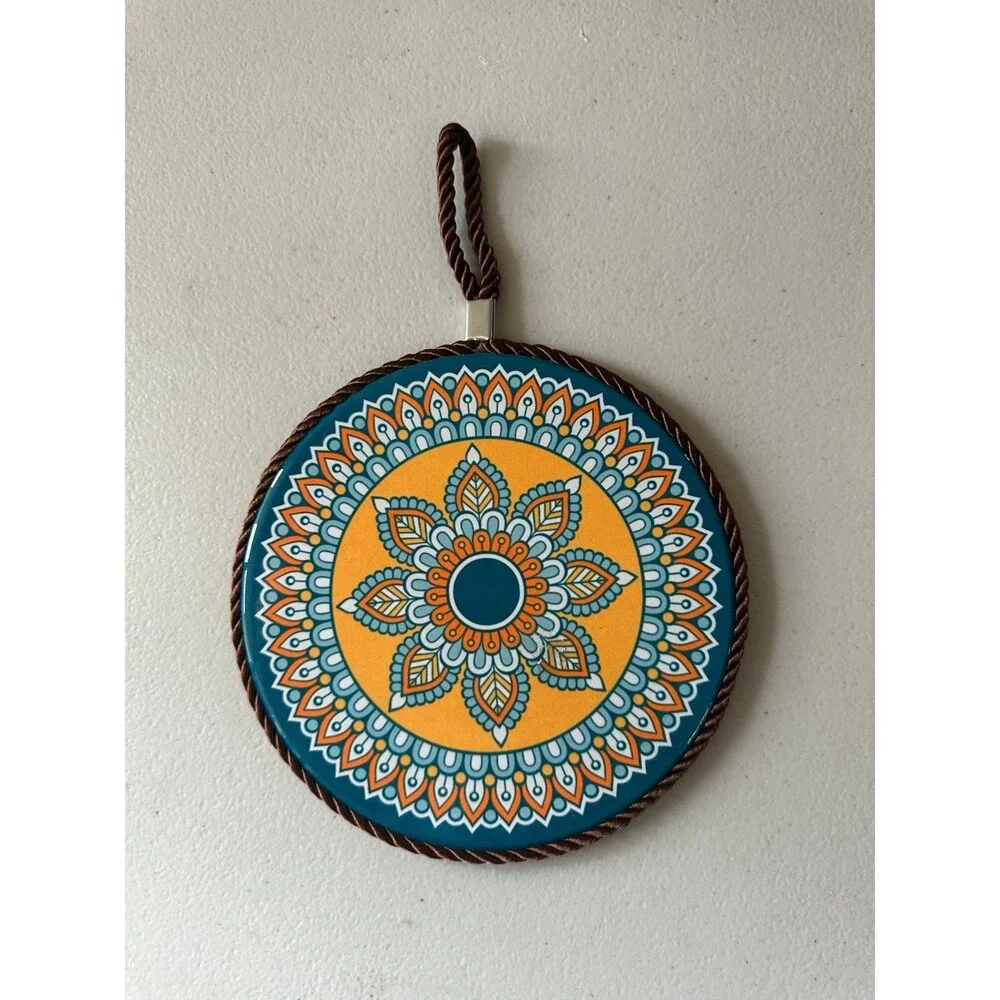 Spanish Mexican Inspired Ceramic Medallion Design Trivet Hot Pad Kitchen Decor